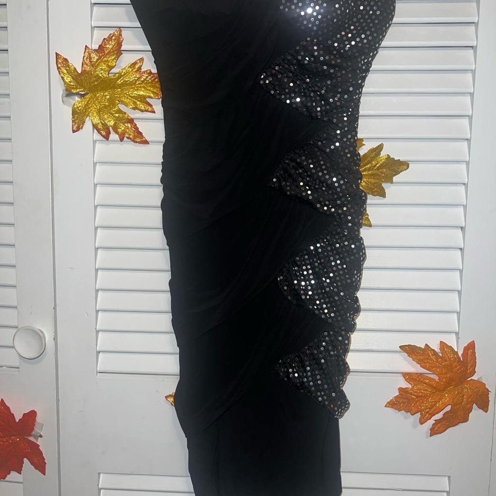 As U Wish Black Strapless Dress with Silver Accents
